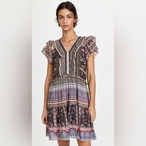 Sea New York Brooke Border Flutter Sleeve Dress